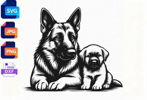 German Shepherd Mom and Puppy Dog SVG Review
